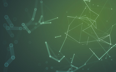 Abstract polygonal space low poly dark background, 3d rendering