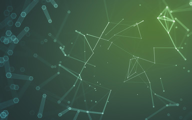 Abstract polygonal space low poly dark background, 3d rendering