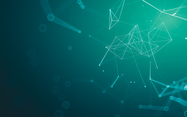 Abstract polygonal space low poly dark background, 3d rendering