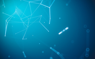 Abstract polygonal space low poly dark background, 3d rendering