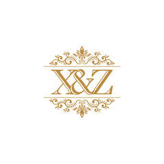 X&Z Initial logo. Ornament gold