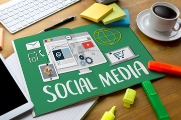 Social Media Connection  Communication Global people using mobil