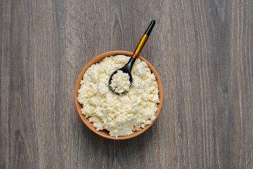 Cottage cheese on the plate
