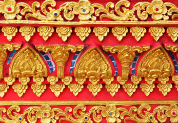 Traditional Thai style pattern decorative, stucco gold paint in