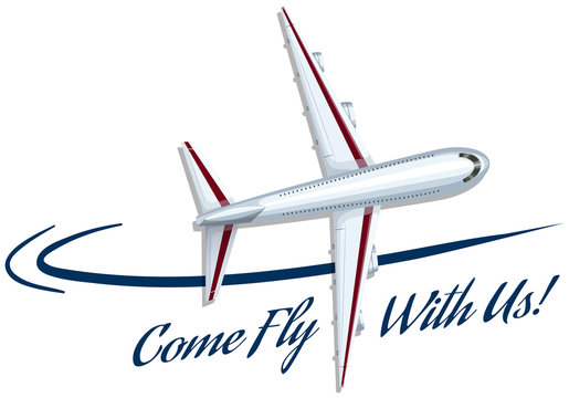 Airplane flying and advertisement phrase