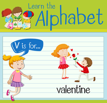 Flashcard letter V is for valentine