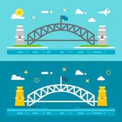 Naklejka premium Flat design Sydney harbour bridge