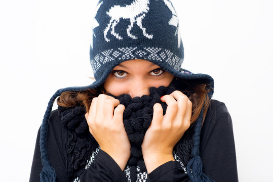 Winter Girl On White Background