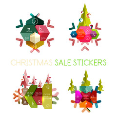 Paper New Year and Christmas labels, stickers