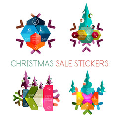 Paper New Year and Christmas labels, stickers