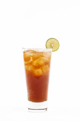 Glass of iced tea with lime