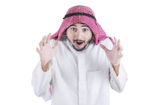 Surprised arabian man
