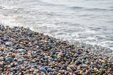 The beach and the coastline in Batumi, Georgia.