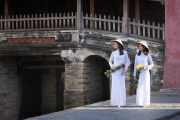 Beautiful woman with Vietnam culture traditional dress