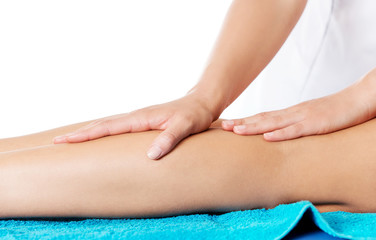 Obraz na płótnie Canvas Woman having massage of body in the spa salon. Beauty treatment concept.