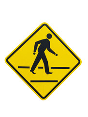 People crossing the road sign isolated on white background