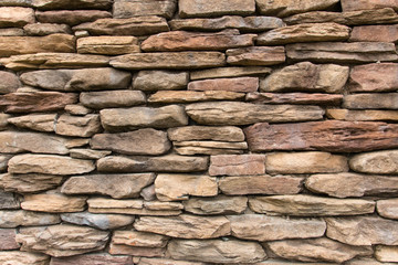 Cobblestone brick wall with brown bricks.