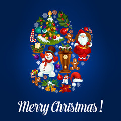 Santas glove for Christmas greeting poster design