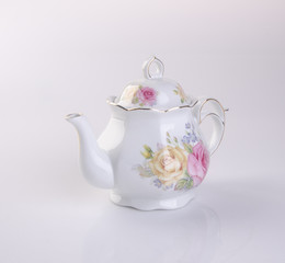 tea pot or ceramic teapot on background.