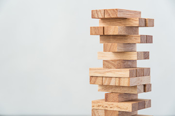 wood block stack on white table