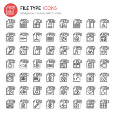 File Type Icons , Thin Line and Pixel Perfect Icons
