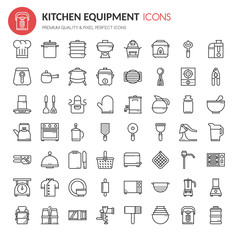Kitchen Equipment Icons , Thin Line and Pixel Perfect Icons