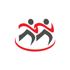 running Sport icon. Fitness sign. Jogging people symbol. Vector running  logo template