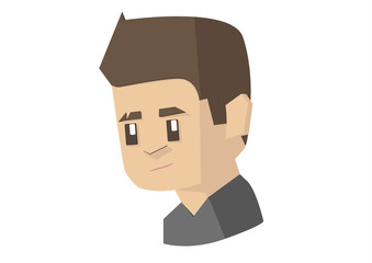3D flat avatar handsome man face