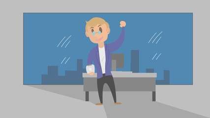 Chief on His Office Building Illustration