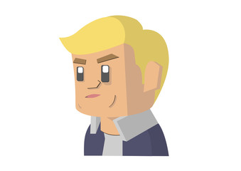 3D Flat avatar american man face
