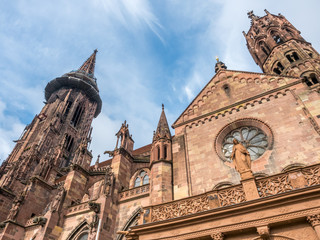 Clock tower of Freiburg minster cathedral