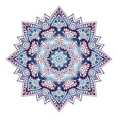 Decorative arabic round lace ornate mandala. Vintage vector pattern for print or web design. Mandala abstract colorful gradient. Invitation, wedding card, national design.