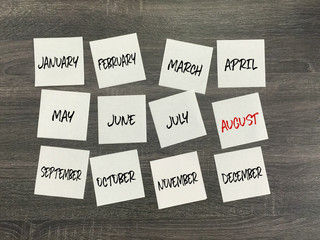 August calendar post it notes