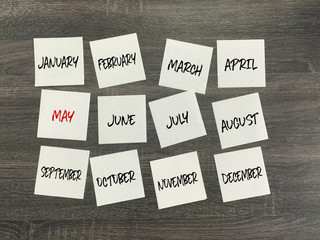 May calendar post it notes