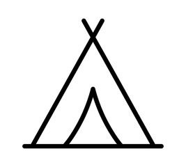 Camping tent at outdoor camp or tipi / teepee line art icon for apps and websites © martialred