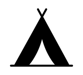 Camping tent at outdoor camp or tipi / teepee flat icon for apps and websites - obrazy, fototapety, plakaty