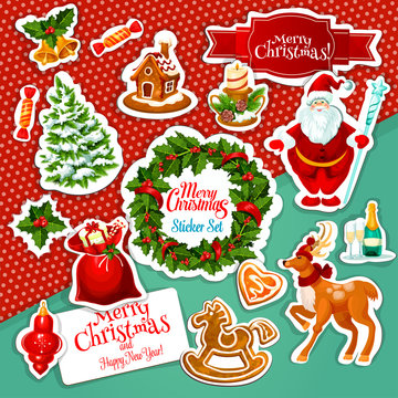 Christmas holiday sticker set for festive design