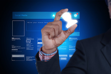 Man showing networking with virtual display