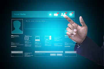 Man showing networking with virtual display