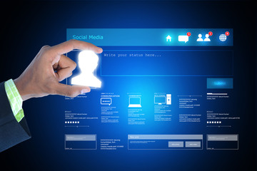 Man showing networking with virtual display