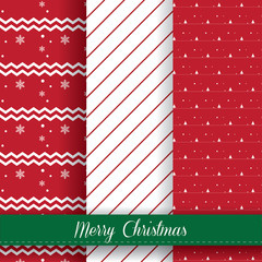 Set of red and white Christmas patterns