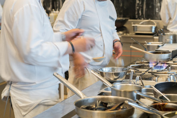 Chef cooking in the open kitchen
