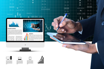 Business man makes financial assessment