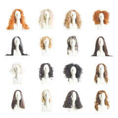 Composite of Mannequin Female Heads with Wigs - 126898518