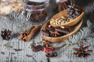 glass jars with spices
