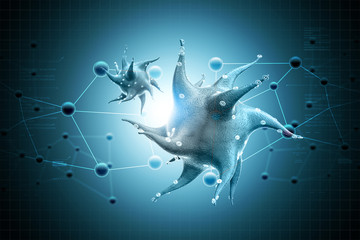 Moving virus in multi color background