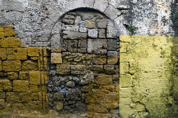 Anciet ruined painted wall background, Rhodes,Greece