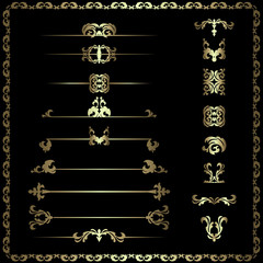 Set of gold design elements