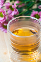 one cup of tea on table.