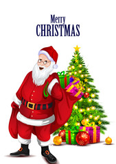 Santa Claus with gift for Merry Christmas holiday 